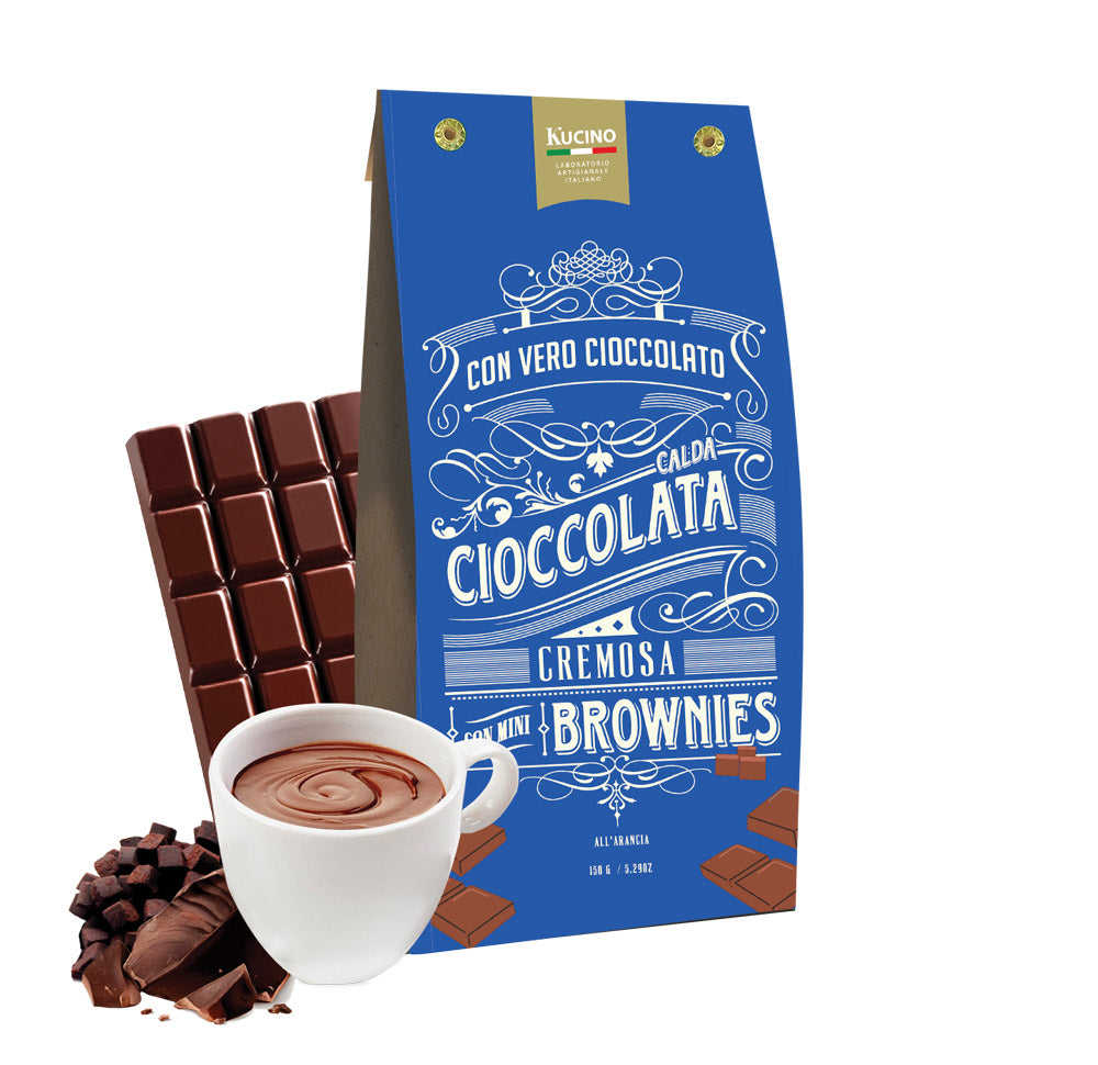 CIOCCOLATA CALDA ALL'ARANCIA CON CIOCCOLATO E MINI BROWNIES PER 5 TAZZE - KUCINO