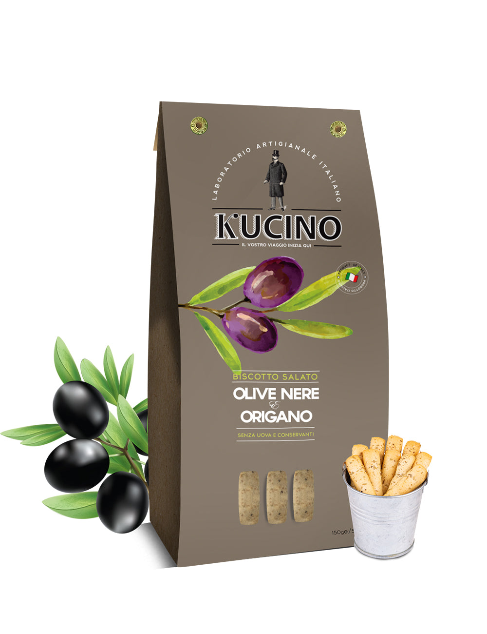 BISCOTTO SALATO OLIVE NERE E ORIGANO - KUCINO