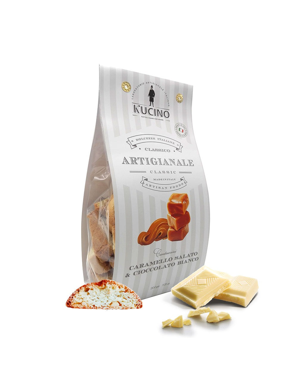 CANTUCCINI AL CARAMELLO SALATO E CIOCCOLATO BIANCO - KUCINO