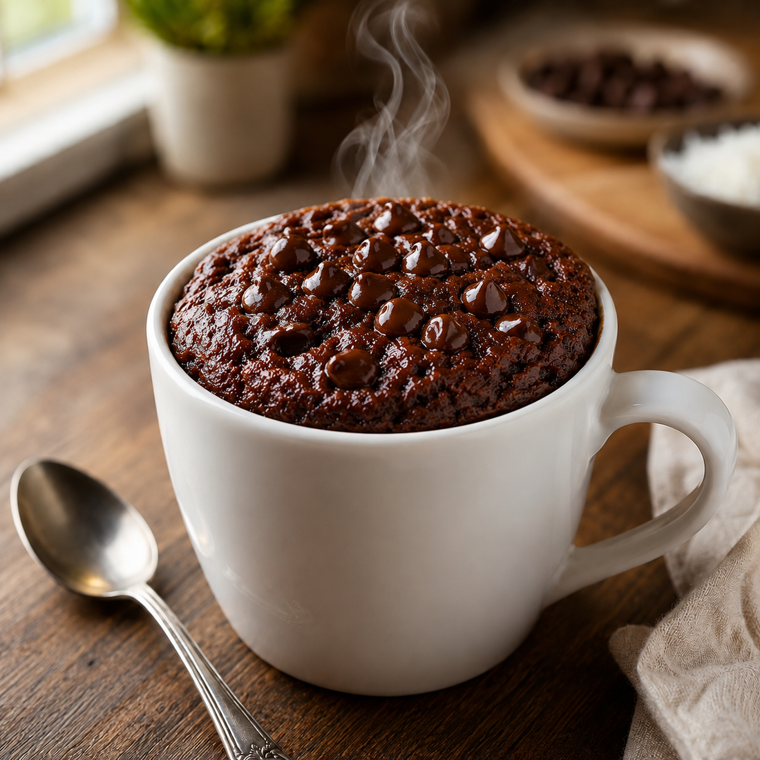 MUG CAKE CIOCCOLATO E COCCO - TORTA IN TAZZA CIOCCOLATO E COCCO - KUCINO