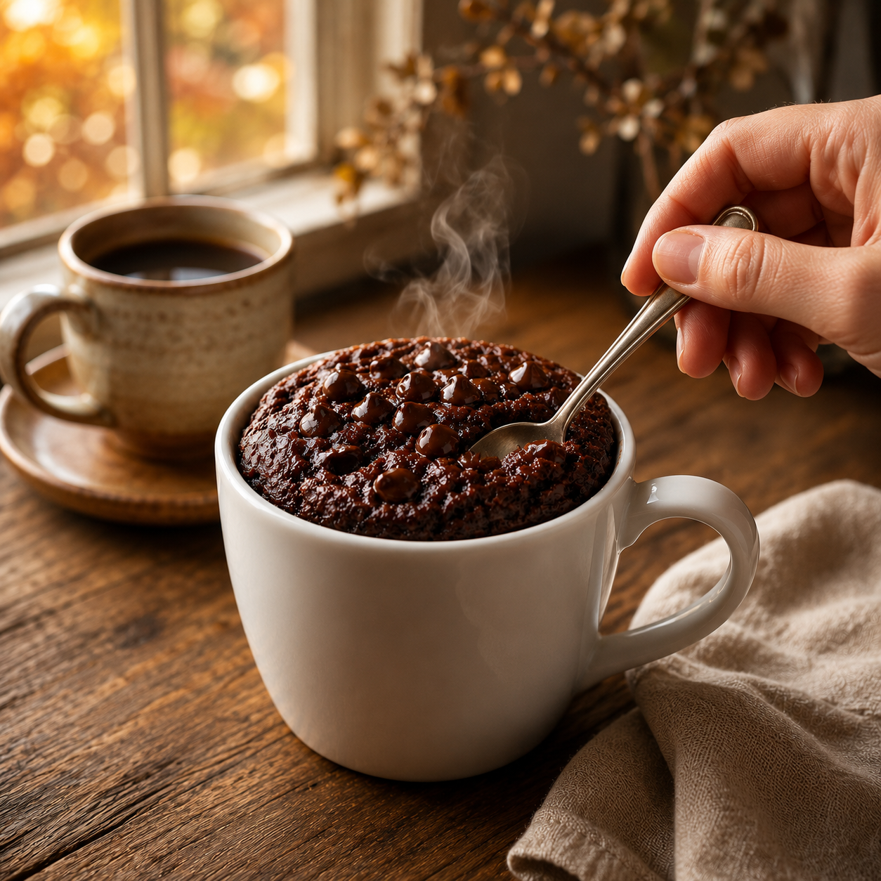 Mug Cake Cioccolato e Cocco Kucino gustata a colazione con caffè, colazione golosa
