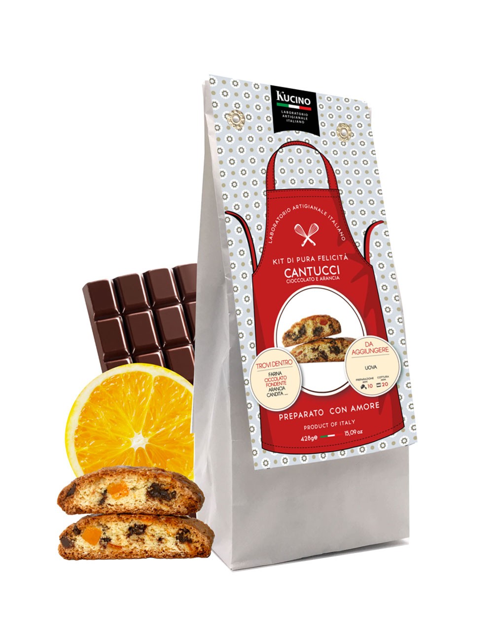 PRÉPARATION POUR CANTUCCI AU CHOCOLAT ET À L'ORANGE